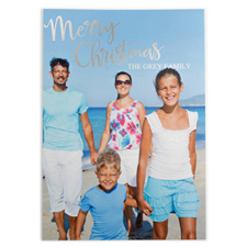 Foil Silver Merry Christmas Personalized Photo Card