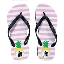 Carol Stripe Pineapple Personalized Flip Flops, Men Medium