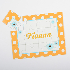 Dots And Flowers Personalized Kids Puzzle