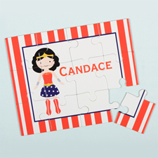 Supergirl Personalized Kids Puzzle, Red Stripe