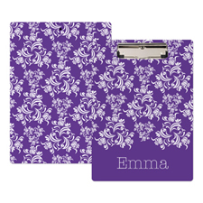 Plum Damask Personalized Clipboard