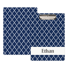 Navy Quatrefoil Personalized Clipboard