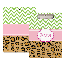 Chevron Leopard Print Personalized Clipboard