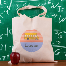 Carol Stripe School Bus Personalized School Tote Bag