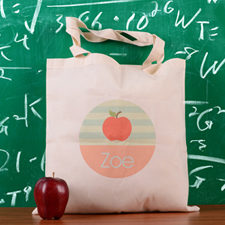 Peacock Stripe Apple Personalized School Tote Bag