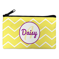 Yellow Chevron Purple Frame Personalized Cosmetic Bag