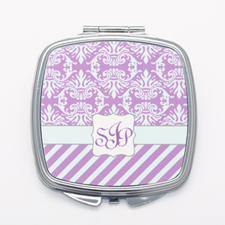 Purple Vintage Stripe Personalized Square Mirror
