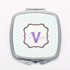 Aqua Polka Dot Personalized Square Mirror