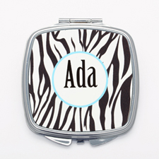 Black Zebra Print Personalized Square Mirror