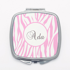 Pink Zebra Print Personalized Square Mirror