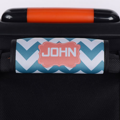 Peacock Chevron Carol Personalized Luggage Handle Wrap