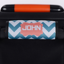 Peacock Chevron Carol Personalized Luggage Handle Wrap