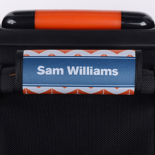 Orange Striped Chevron Navy Personalized Luggage Handle Wrap