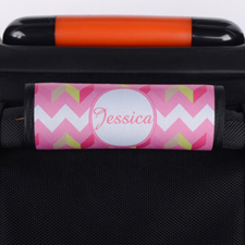 Cute Pink Chevron Personalized Luggage Handle Wrap