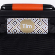 Brown Grey Ikat Personalized Luggage Handle Wrap