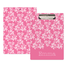 Pink Damask Personalized Clipboard