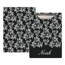 Black Damask Personalized Clipboard