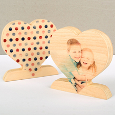 Classic Polka Dot Wooden Photo Heart Decor