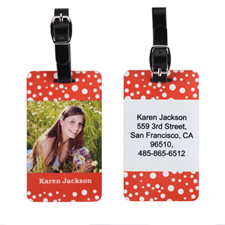 Red Polka Dot Custom Photo Luggage Tag