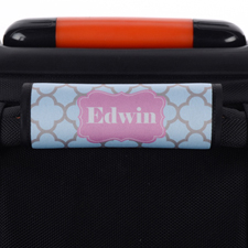Aqua Grey Clover Personalized Luggage Handle Wrap