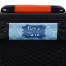 Blue Quatrefoil Navy Personalized Luggage Handle Wrap