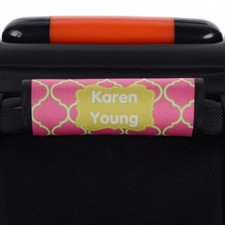 Pink Lime Quatrefoil Personalized Luggage Handle Wrap