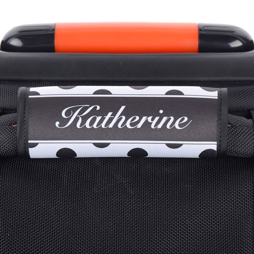 Black And White Polka Dot Personalized Luggage Handle Wrap