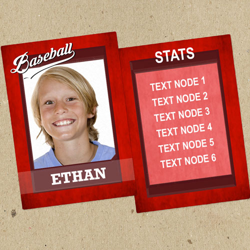 Red Baseball Personalized Photo Trading Cards
