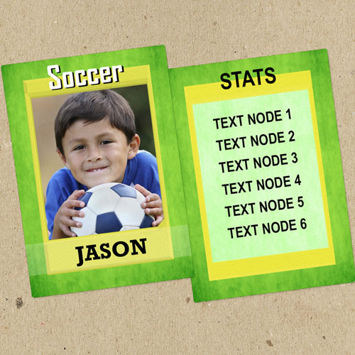 Green Soccer Personalized Photo Trading Cards