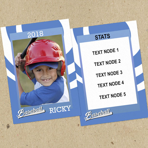 Swirl Baseball Personalized Photo Trading Cards Blue