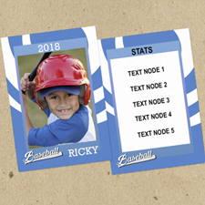 Swirl Baseball Personalized Photo Trading Cards Blue