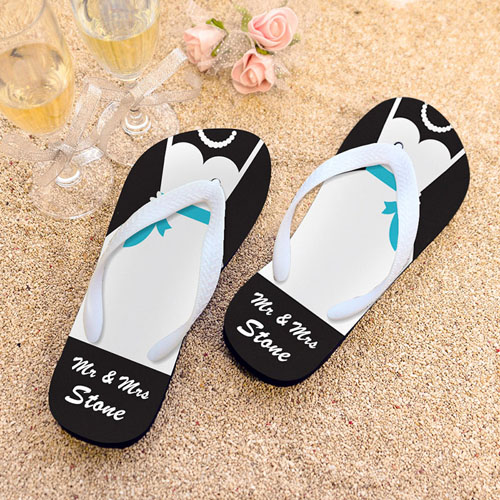 Mrs. Personalized Wedding Flip Flops, Kid's Medium