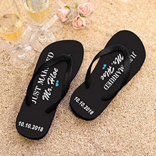 Just Married Personalized Flip Flops, Kid's Medium
