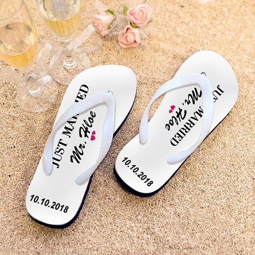Just Married Personalized Flip Flops, Kid's Medium