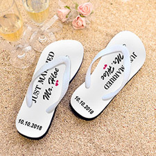 Just Married Personalized Flip Flops, Kid's Medium