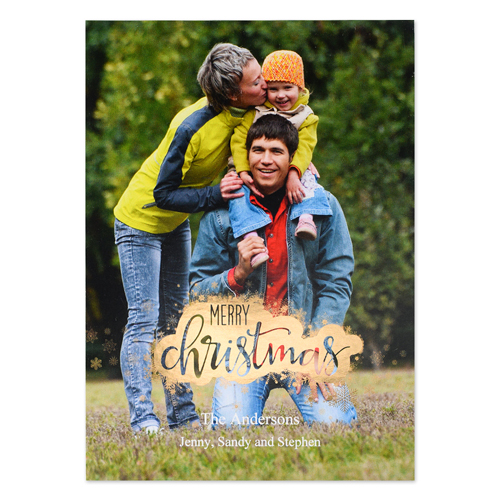 Merry Christmas Snowflake Gold Foil Card