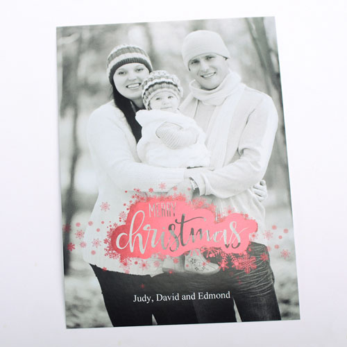 Merry Christmas Snowflake Red Foil Card
