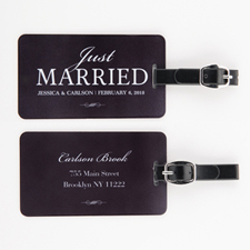 Just Married Personalized Luggage Tag, black