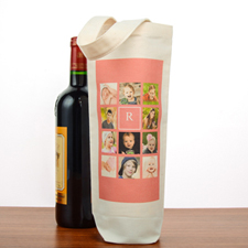 Hot Pink Collage Personalized Cotton Wine Tote Bag