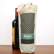 Polka Dot Personalized Cotton Wine Tote Bag