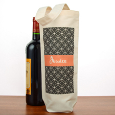 Geometric Pattern Personalized Cotton Wine Tote Bag