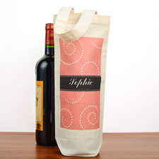 Swirl Personalized Cotton Wine Tote Bag