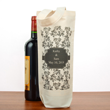 Damask Personalized Cotton Wine Tote Bag