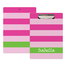 Pink Stripe Personalized Clipboard