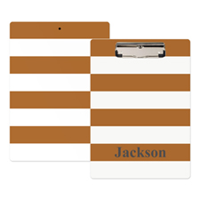 Brown White Stripe Personalized Clipboard
