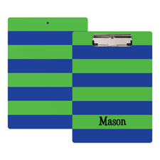 Green Navy Stripe Personalized Clipboard