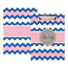 Blue Pink Chevron Personalized Clipboard