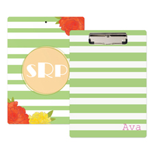 Green Striped Rose Personalized Clipboard