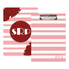 Pink Striped Floral Personalized Clipboard