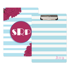 Blue Striped Flower Personalized Clipboard